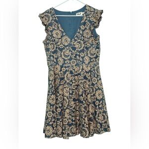 Eliza J Blue and Cream Lace Dress